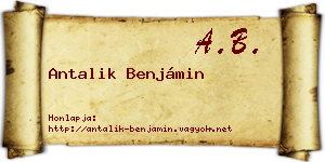 Antalik Benjámin névjegykártya